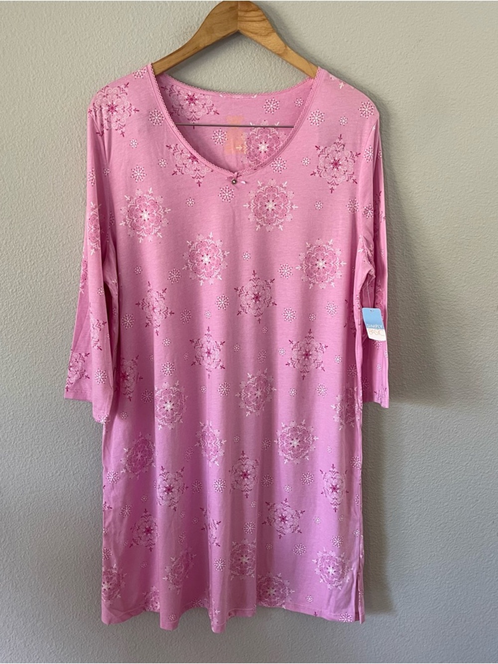 Simply Basic Sleepwear Pink Cotton Nightshirt Size 14-18 NWT